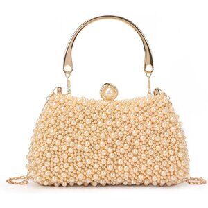 Women Gold Beaded Noble Crystal Clutch for Wedding Bridal Parites Prom